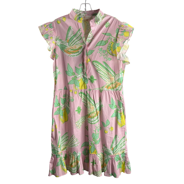 SHERIDAN FRENCH Size MEDIUM Pink/Multi Print Sleeveless Cotton DRESS