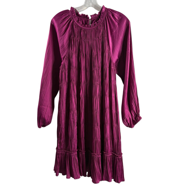 MAEVE Size MEDIUM Magenta Smocked Long Sleeve Polyester NWT DRESS