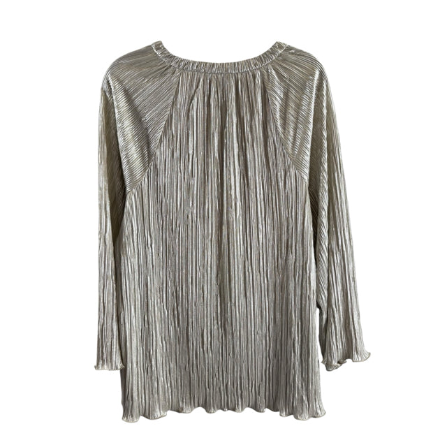 CHICOS Size CHICOS 4 Gold Pleats Long Sleeve Polyester NWT TOP