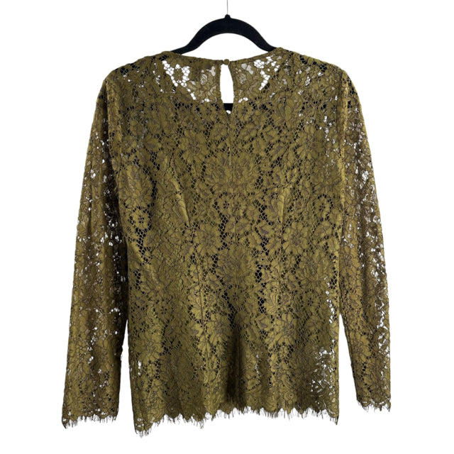 J CREW Size 2 Olive Lace Long Sleeve 2-PC LOOK TOP