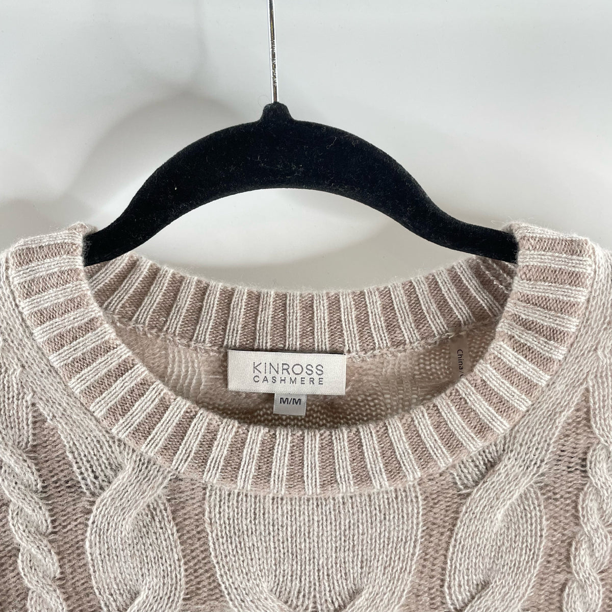 KINROSS Size MED Tan Cable Long Sleeve Cami SWEATER