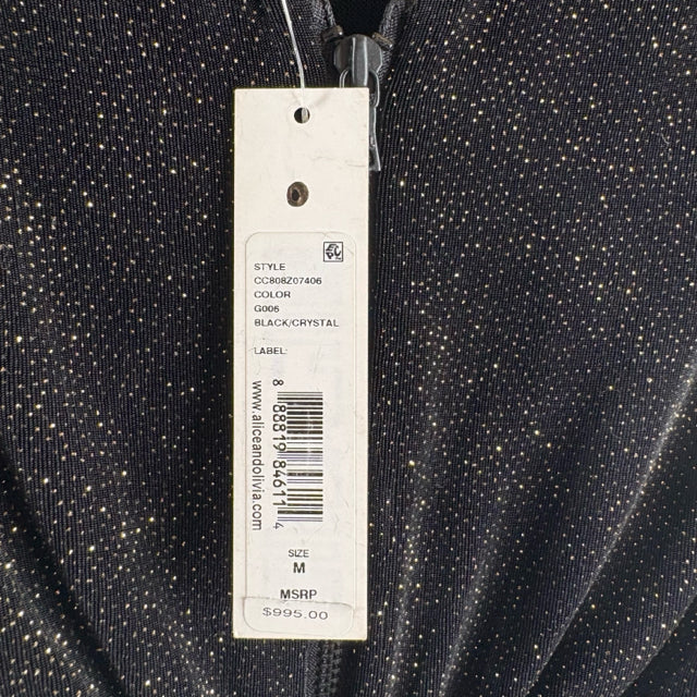 ALICE & OLIVIA Size MEDIUM Black/gold Print Sleeveless Metallic NWT DRESS