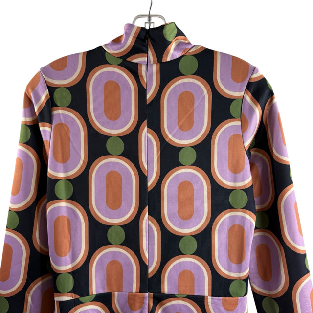 ELIZABETH JAMES Size MEDIUM Lavender/Multi Print Long Sleeve Polyester NWT DRESS