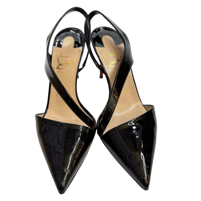 CHRISTIAN LOUBOUTIN Size 35 1/2 Black Sling Patent Leather BOX SHOE