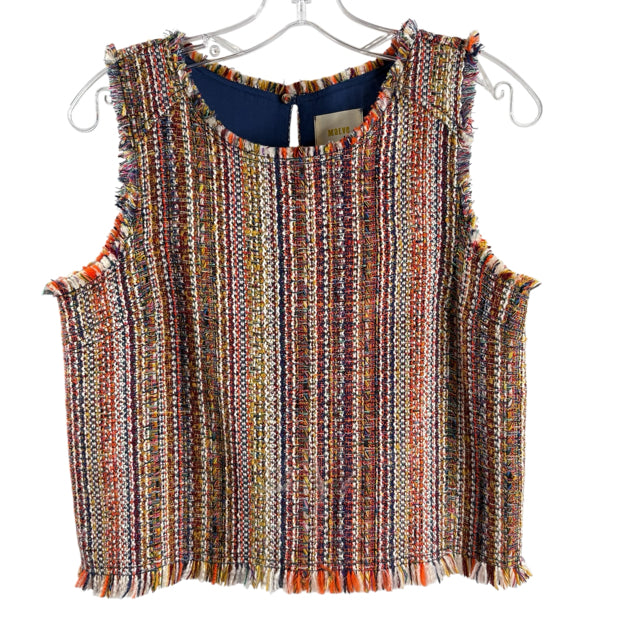 ANTHRO // MAEVE Size 4 PETITE Orange/Multi Tweed Sleeveless Crop TOP