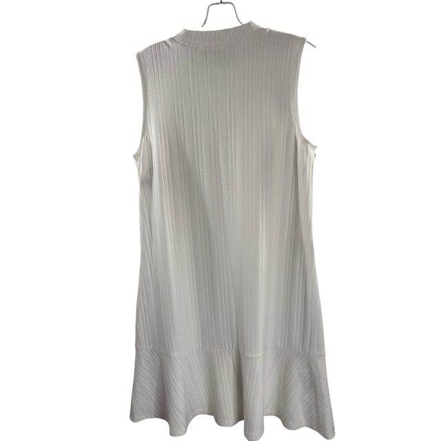 LOFT Size SMALL White Ribbed Sleeveless Polyester Blend SAMPLE DRESS