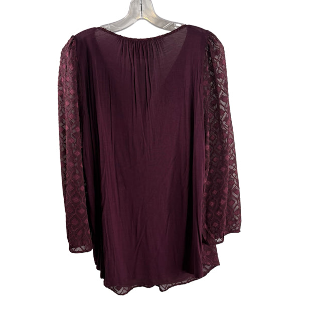 ONE SEPTEMBER Size LARGE Maroon Long Sleeve Embroidered BLOUSE