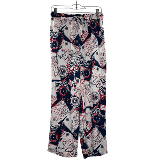 TALBOTS Size 2X Red/White/Blue Print Drawstring Cotton PANTS
