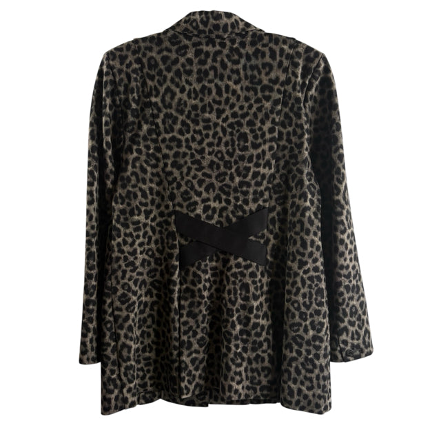 CABI Size 10 Gray/Black Animal Long Sleeve Rayon Blend BLAZ / JKT