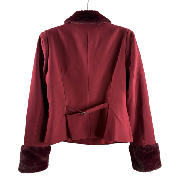 ALEXIA ADMOR Size 10 Dark Red Faux Collar Long Sleeve Polyester Blend BLAZ / JKT