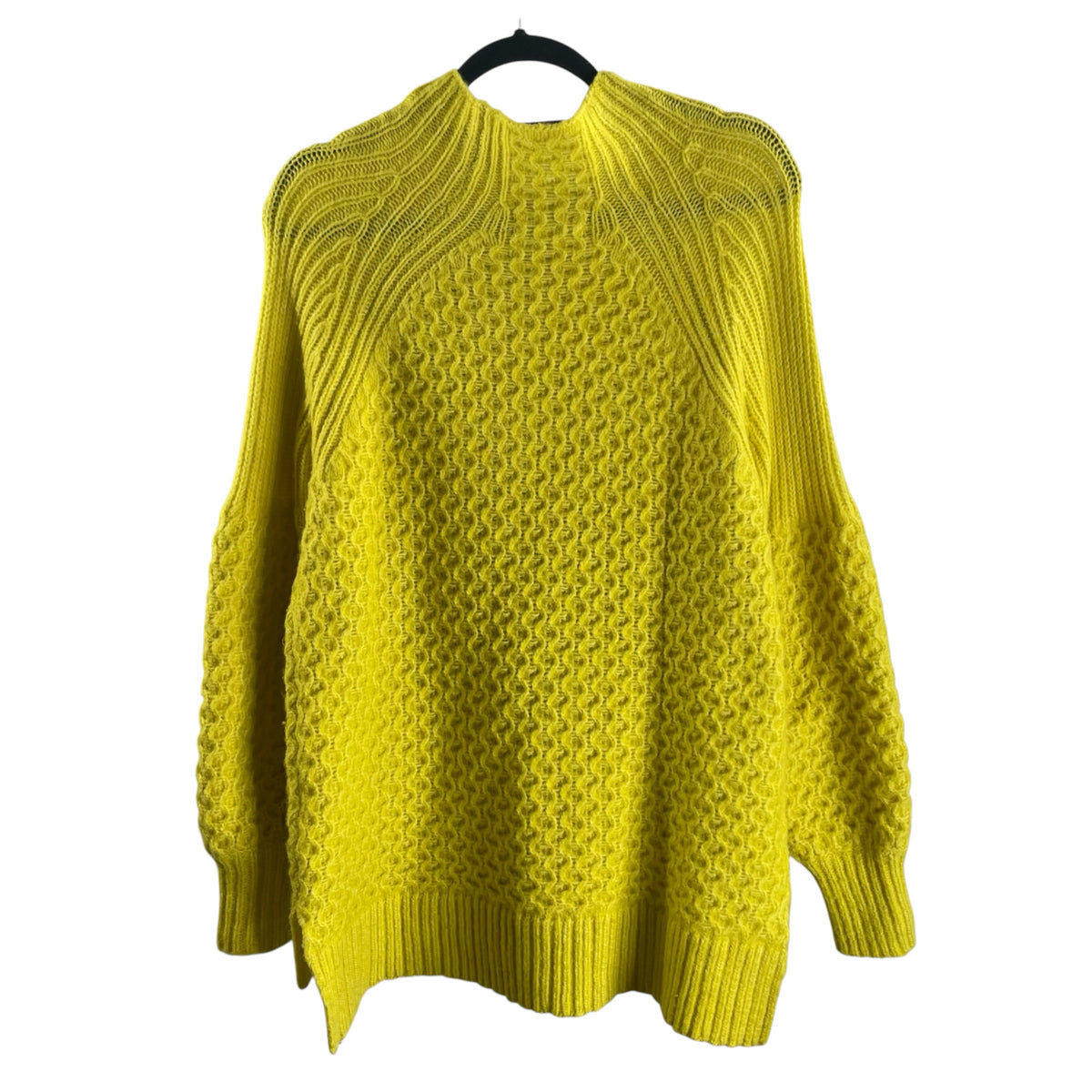 ANTHROPOLOGIE Size MED Yellow Long Sleeve Funnel Neck SWEATER