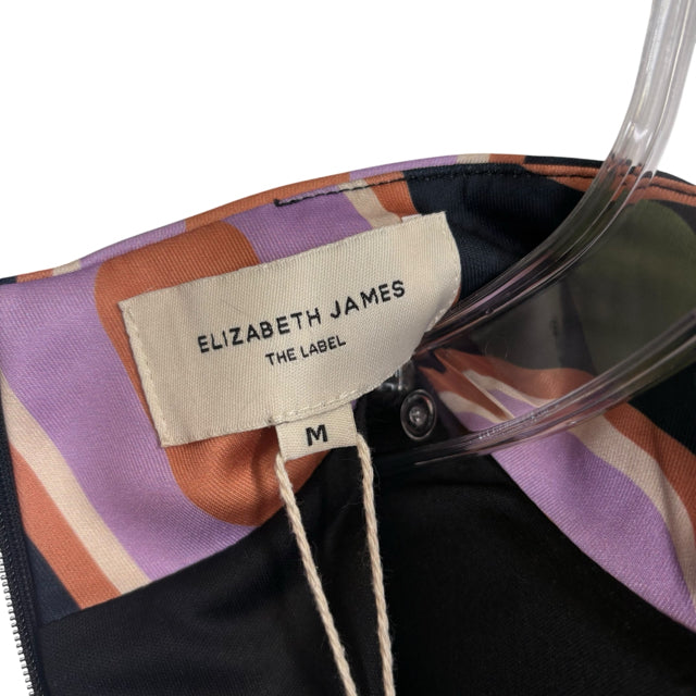ELIZABETH JAMES Size MEDIUM Lavender/Multi Print Long Sleeve Polyester NWT DRESS