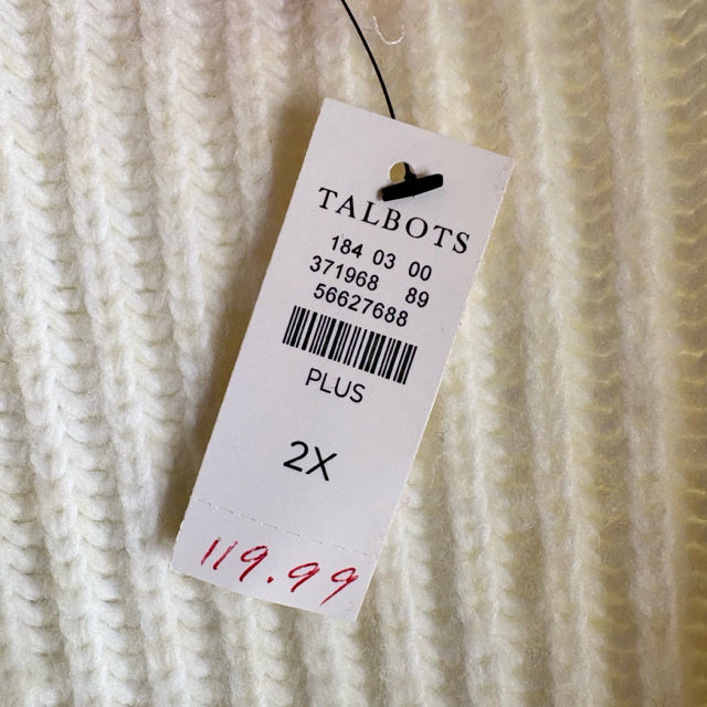 TALBOTS Size 2X Cream/Gray Wash Long Sleeve Quarter-Zip Polyester Blend SWEATER