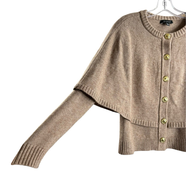 ANN TAYLOR Size PETITE MEDIUM Beige Long Sleeve Button Front SWEATER