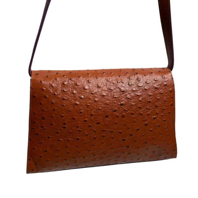 Brown Ostrich Look Leather PURSE