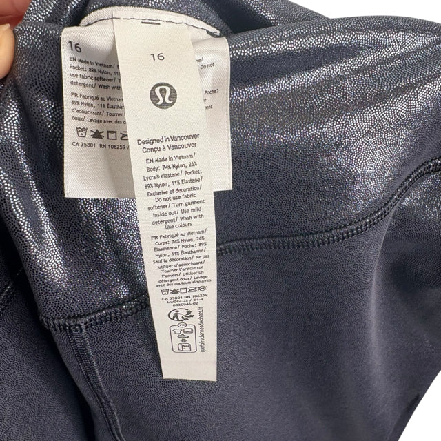 LULULEMON Size 16 Dark Blue Shimmer Leggings ACTIVE PANT
