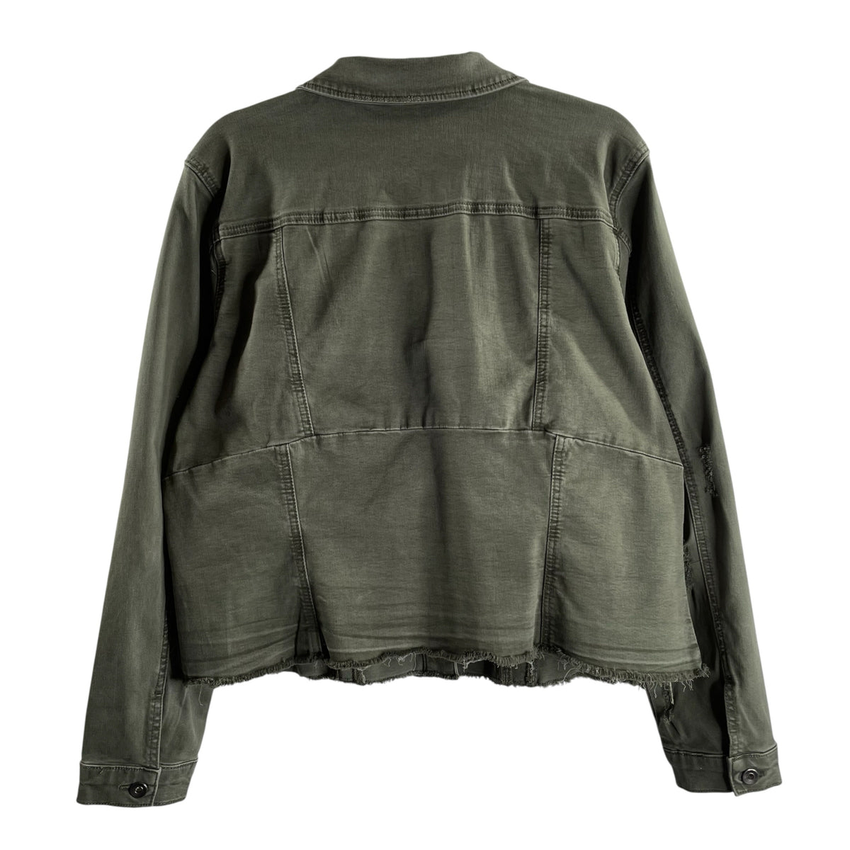 TRIBAL Size XXL Army Green Distressed Cotton/Spandex JACKET
