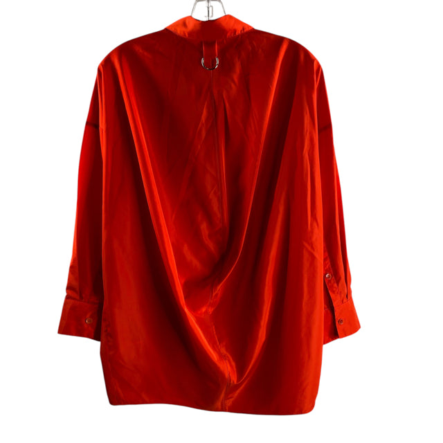 TIBI Size XX-SMALL Orange Long Sleeve Button Front Polyester BLOUSE