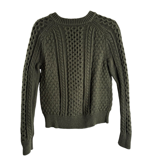 J CREW Size SMALL Green Cable SWEATER