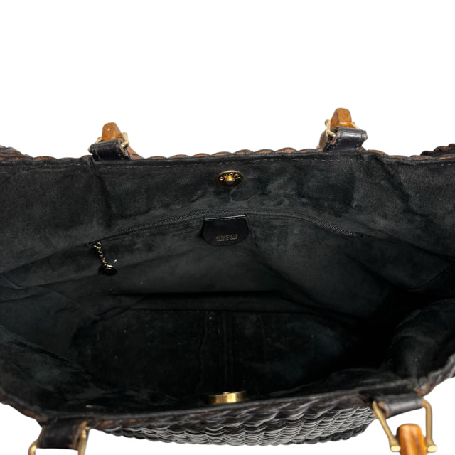GUCCI Black Leather Weave PURSE