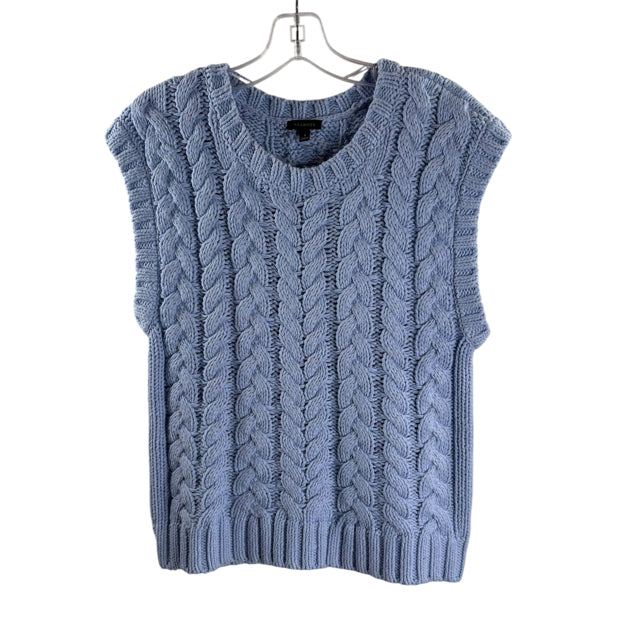 TALBOTS Size SMALL Blue Sleeveless Cable SWEATER