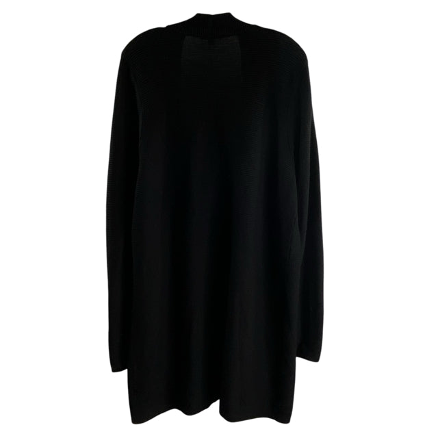 EVOLUTION Size X-LARGE Black Ribbed Long Sleeve Open Front Rayon Blend SWEATER