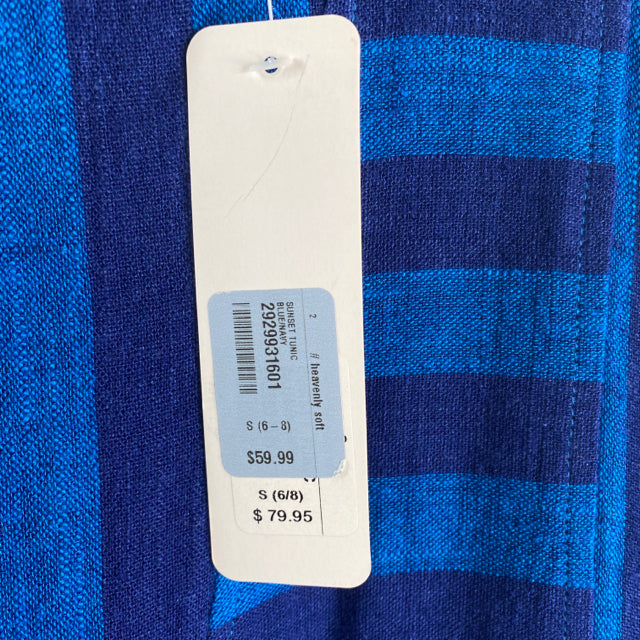 SOFT SURROUNDINGS Size SMALL Blue Stripe Off Shoulder Linen Blend NWT TOP