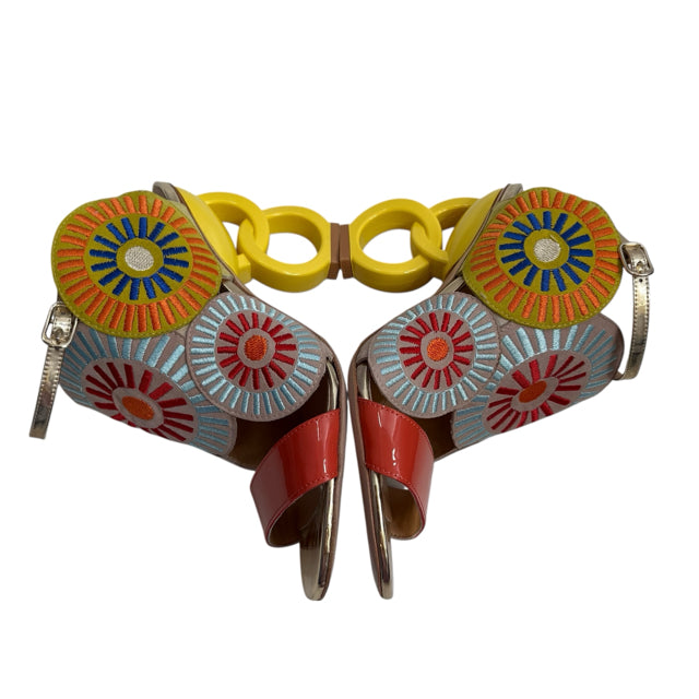 VINCI Size 40 Yellow/Multi Heel Detail Embroidered NWOT SHOE