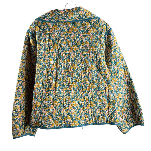SUNSHINE TIENDA Size MEDIUM Teal/Yellow Floral Reversible NWT JACKET