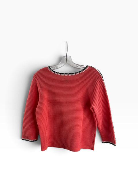 NIC & ZOE Size X-SMALL Coral Long Sleeve SWEATER