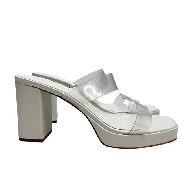 SCHUTZ Size 10 White/Clear Platform Sandal Plastic SHOE