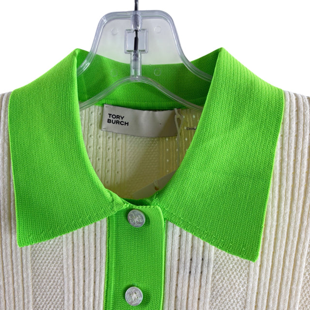 TORY BURCH Size SMALL Cream/Green NWT SWEATER