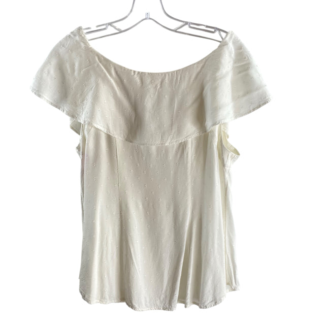 MAEVE Size 8 White Dots Cap Sleeve Button Front Viscose TOP