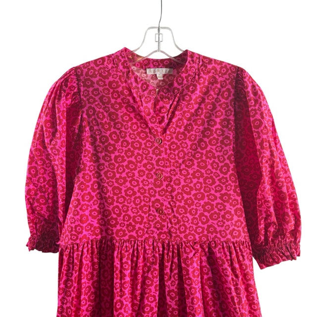 KARLIE Size SMALL Pink/Red Floral 3/4 Sleeve Cotton NWT DRESS
