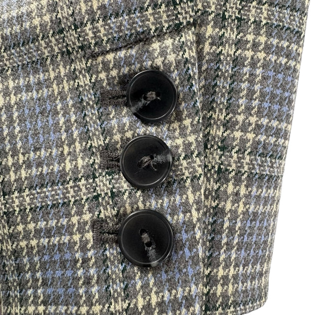 ANTHROPOLOGIE Size 12 Gray/Blue Plaid Long Sleeve BLAZ / JKT