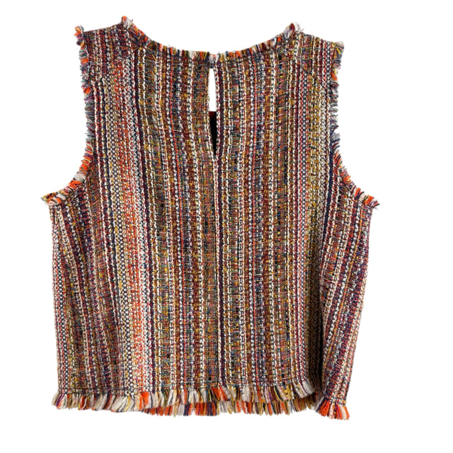 ANTHRO // MAEVE Size 4 PETITE Orange/Multi Tweed Sleeveless Crop TOP