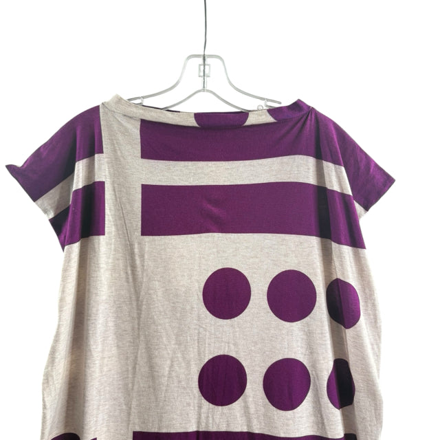 VIVIENNE WESTWOOD Size MEDIUM Cream/Purple Polka Dots Short Sleeve Cotton DRESS