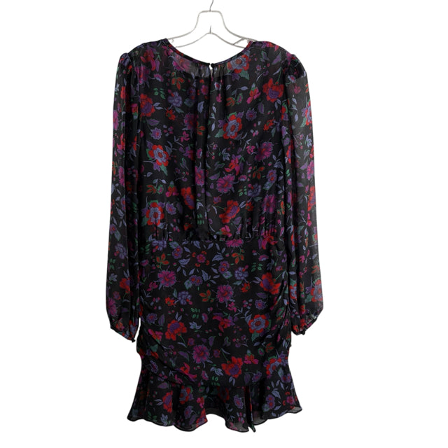 VERONICA BEARD Size 8 Black Floral Long Sleeve Silk DRESS