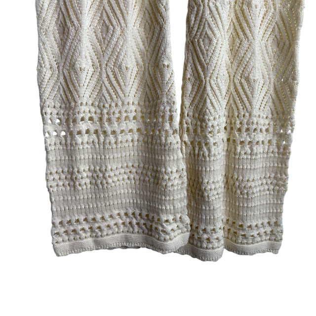 ANTHROPOLOGIE Size PETITE SMALL Cream Drawstring Wide Leg Cotton Knit NWT PANTS