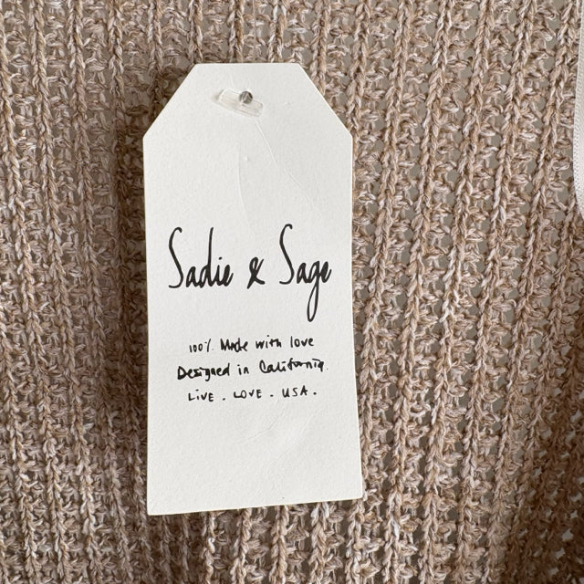 SADIE & SAGE Size X-SMALL Beige 3/4 Sleeve Tie at Waist Polyester NWT SWEATER