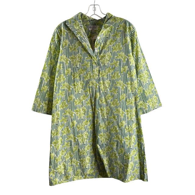 HOLLY SHAE Size X-SMALL/MEDIUM Green Floral/Stripe 3/4 Sleeve Cotton NWT DRESS