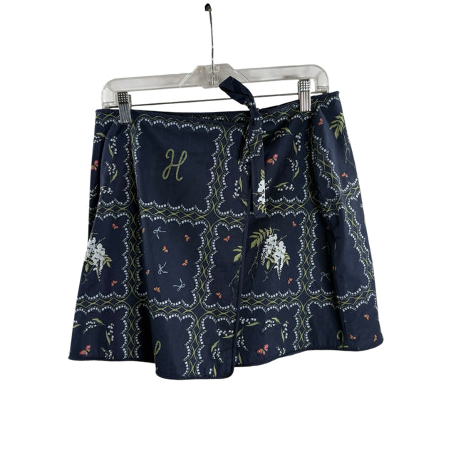 HILL HOUSE Size MED Navy/Multi Floral Wrap SKIRT