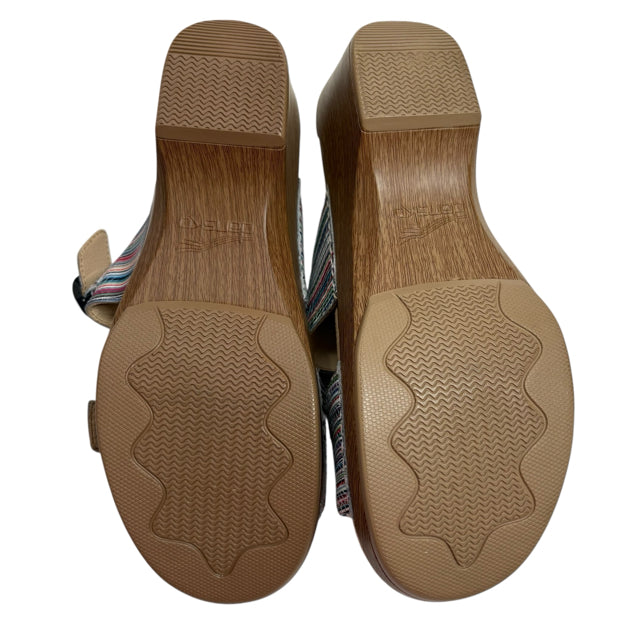 DANSKO Size 41 Tan/Multi Wedge Heel Stripe NWOT SHOE