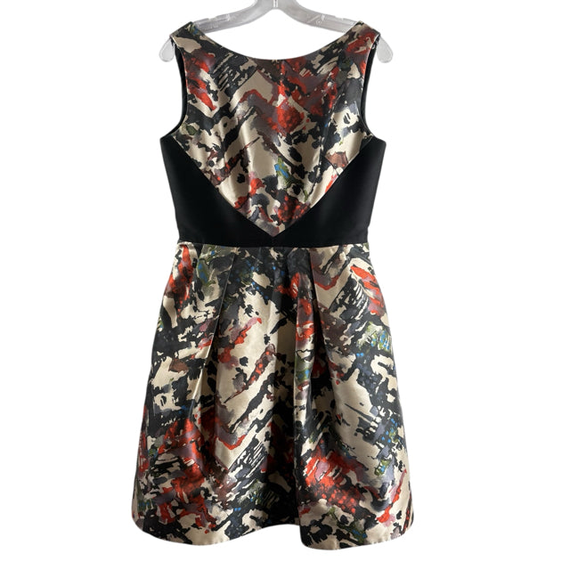 THEIA Size 6 Black/Multi Floral Sleeveless Polyester Blend DRESS