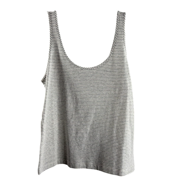 CABI Size LARGE Gray/White Stripe Sleeveless NWT TOP