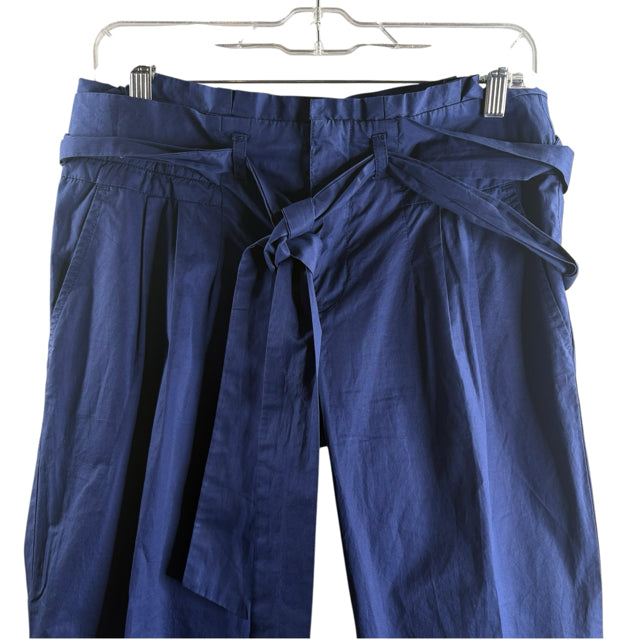CARTONNIER Size 4 Dark Blue Paper Bag Waist Cotton PANTS
