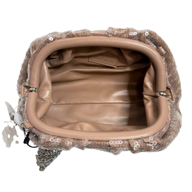 ANN TAYLOR Beige Sequin Clutch with Chain NWT EVENING BAG