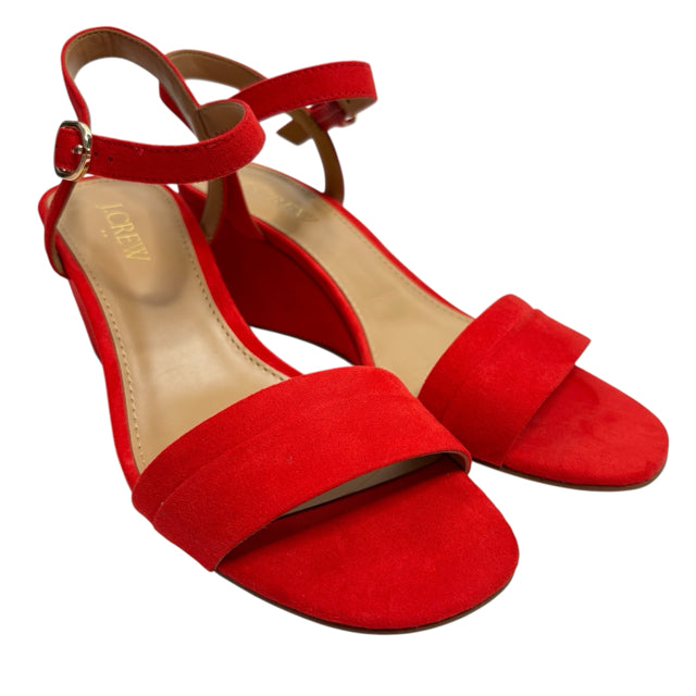 J CREW Size 6 1/2 Red Sandal Suede SHOE