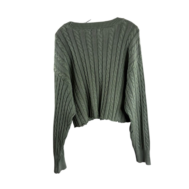 SINCERELY JULES Size X-LARGE Green Cable Long Sleeve SWEATER