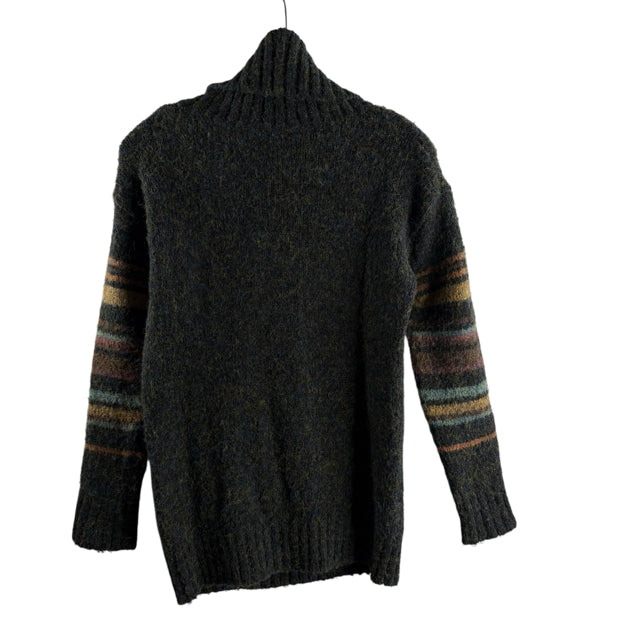 MYSTREE Size SMALL Gray/Multi Stripe Long Sleeve T-Neck SWEATER